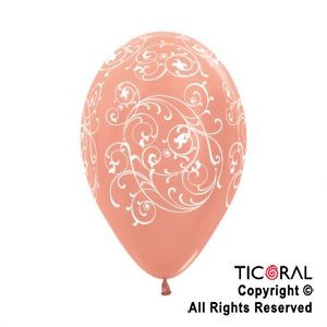 GLOBO SEMPERTEX R12 INF METAL ROSA GOLD FILIGRANA x 50